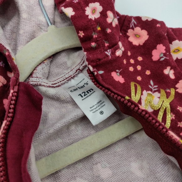 ⭐ 4/$20 Carter's Baby Girl 12mo Hooded Jumpsuit - Picture 4 of 8